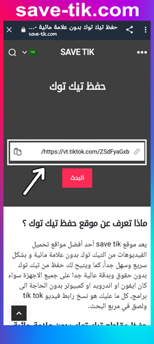 ألصق رابط فيديو التيك توك - تحميل فيديوهات التيك توك بدون علامة مائية